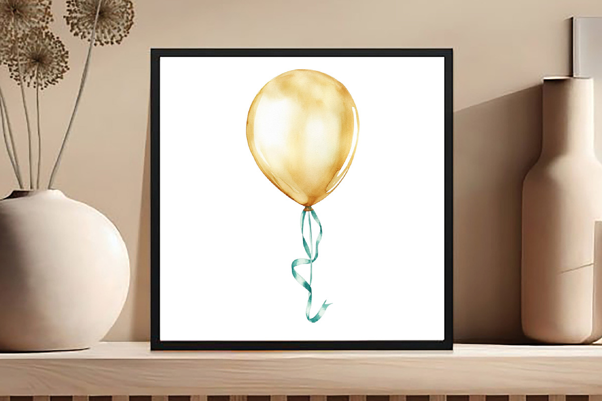 Teal and Gold Balloons Clipart, an Illustration by DreamCafeArt (Photo 8 of 9)