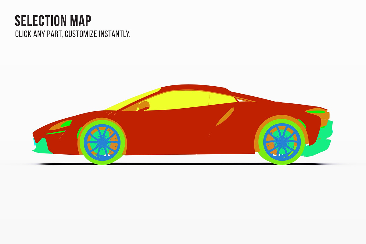 Hybrid Supercar Sport Coupe Set, an Advertising Mockup by Halal Graphic Studio (Photo 6 of 12)