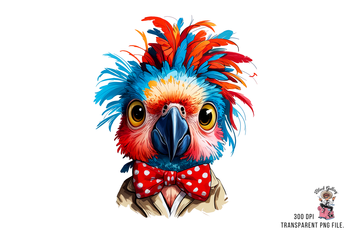 Quirky Parrot PNG Clipart Bundle, a Graphic by Clipart Bloom (Photo 3 of 15)