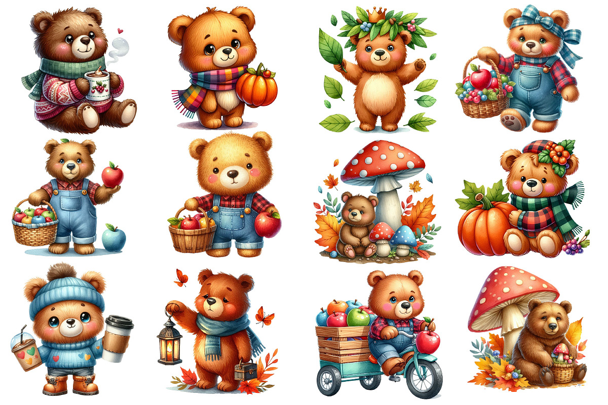 Cute Bear Character in Autumn Season, an Illustration by Dream Creation (Photo 3 of 4)