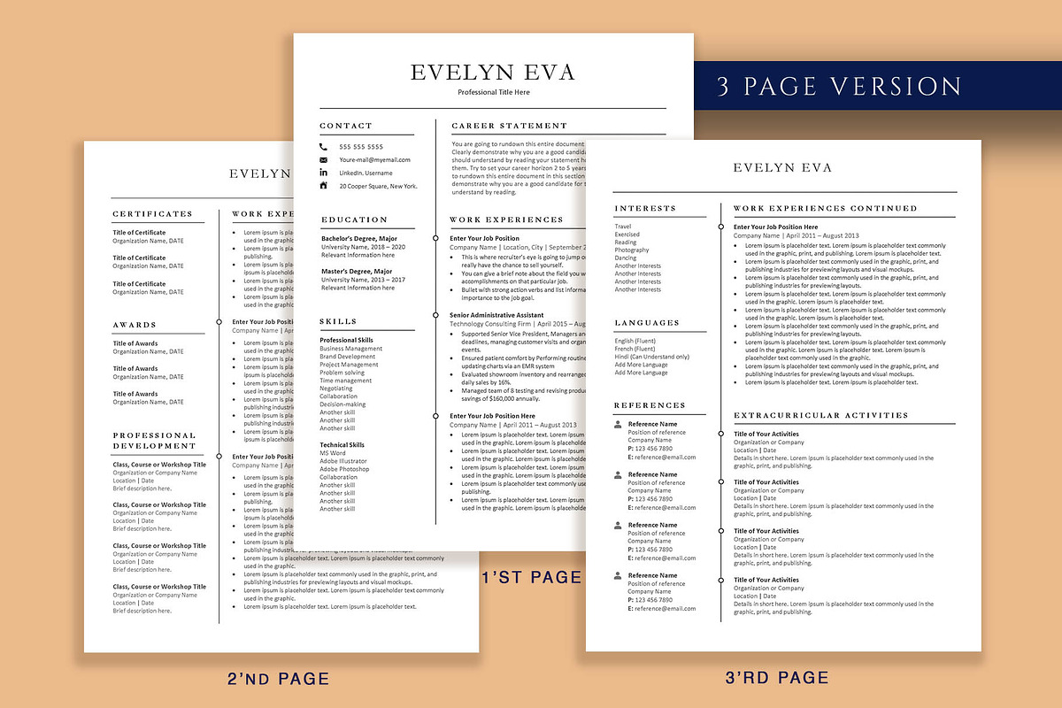 Modern Professional Resume Template, a Resume Template by VictoriousVita (Photo 4 of 8)