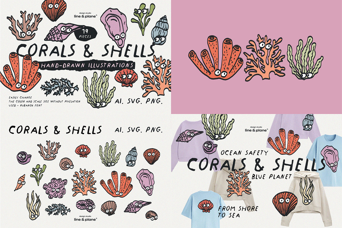 Bundle 8 in 1 - Illustrations & Font, an Animal Illustration by line & plane (Photo 6 of 10)