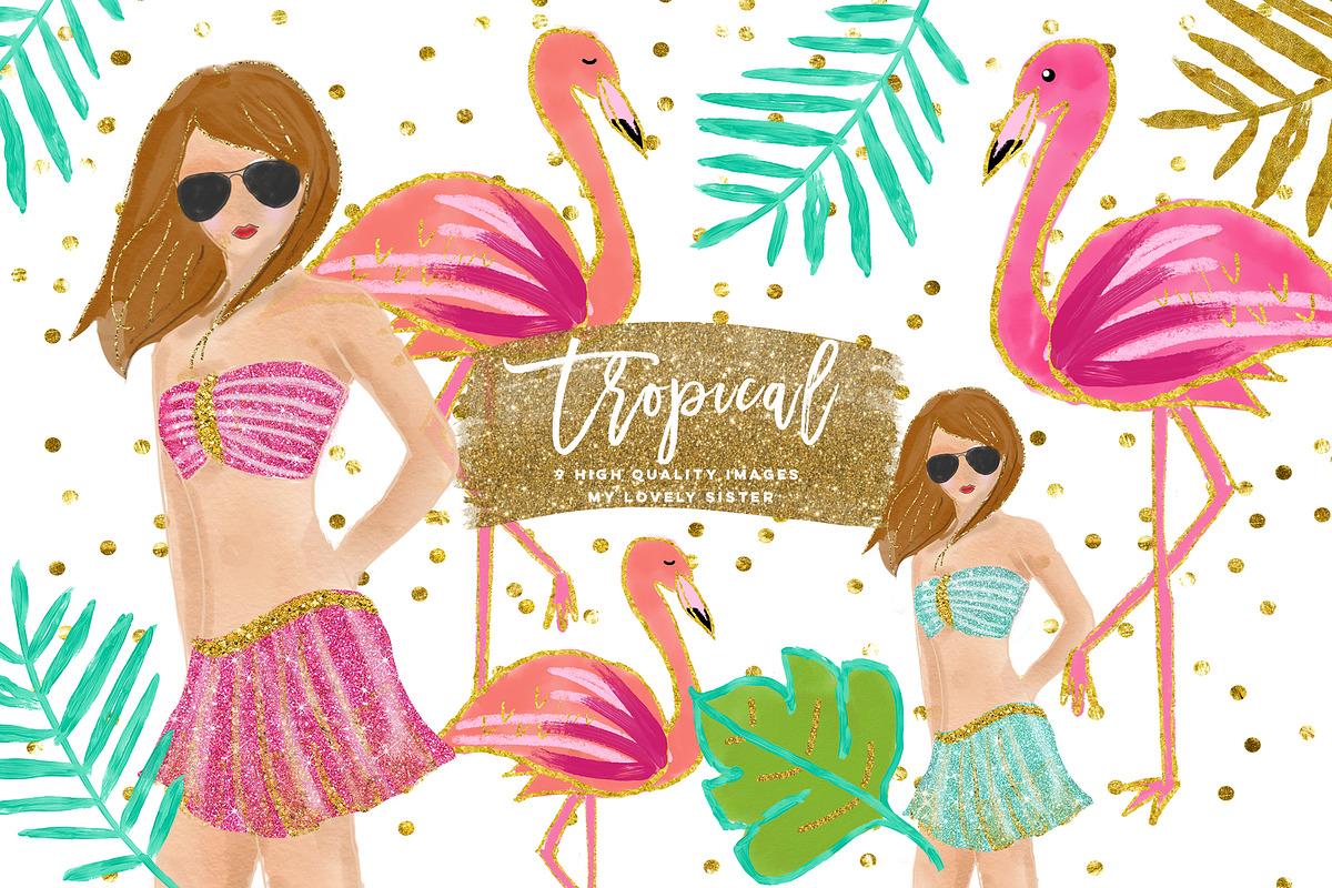 Tropical Clip Art, flamingo clipart, an Illustration by Sunflower Day Love (Photo 1 of 3)