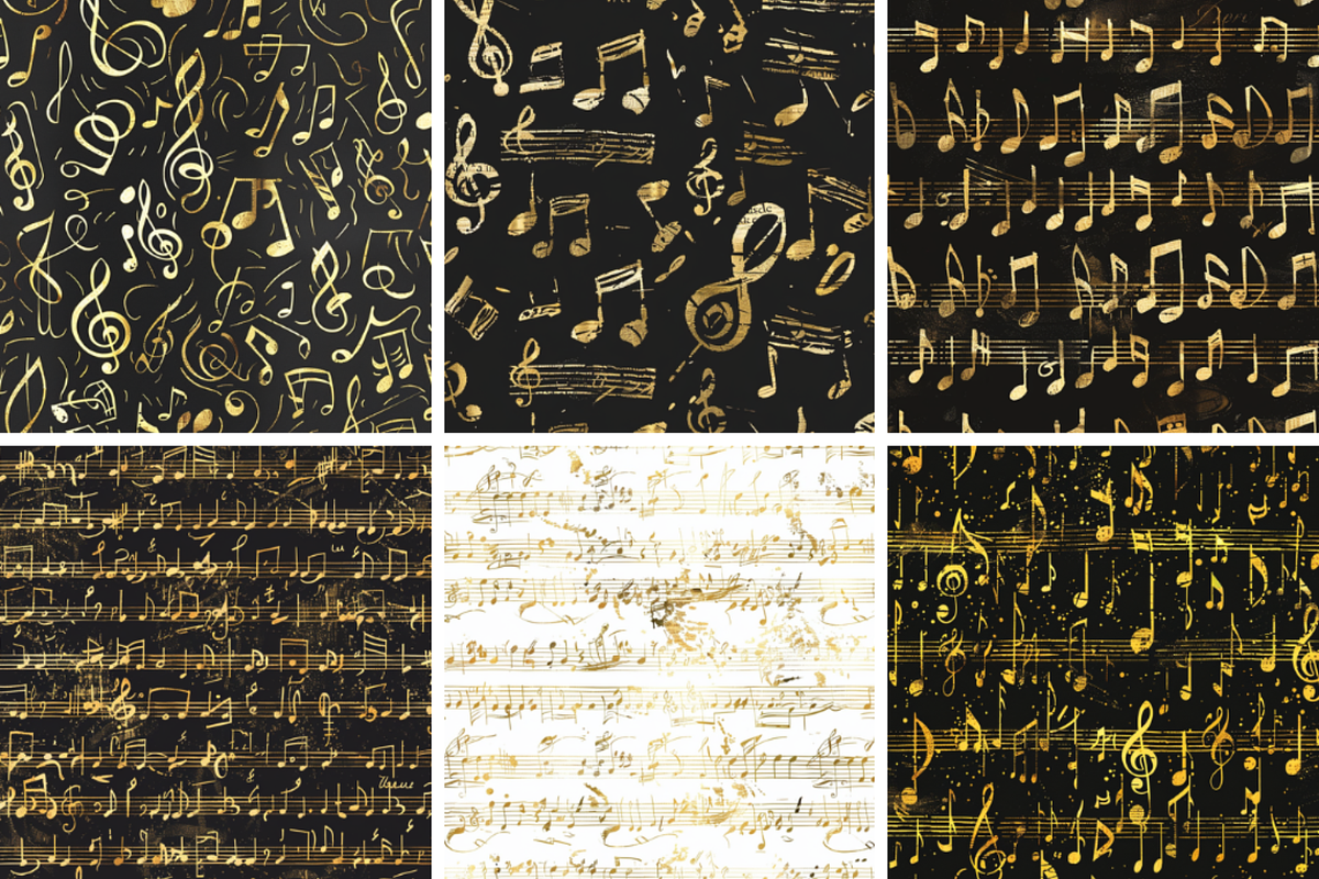 Gold Handwritten Music Seamless, a Pattern Graphic by PrintablesByFranklyn (Photo 3 of 4)