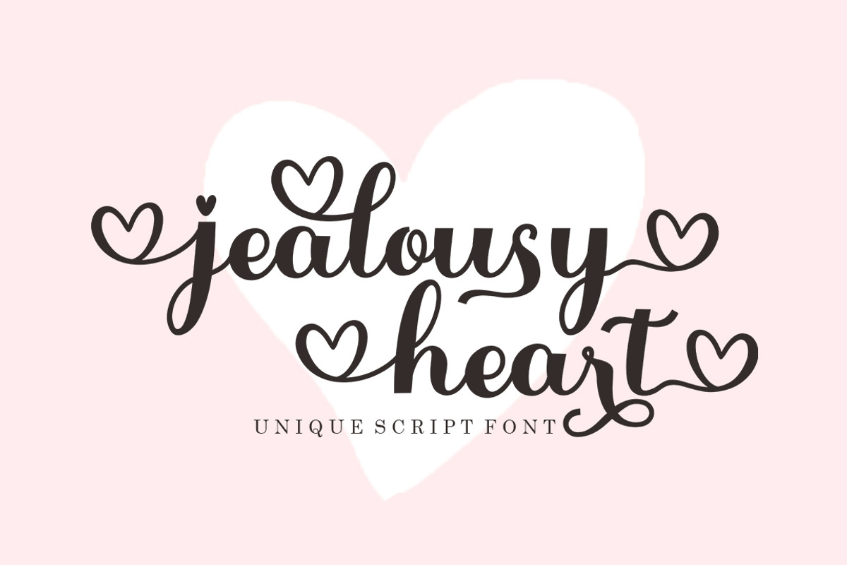 Jealousy Heart Script, a Script Font by Bosstype Studio (Photo 1 of 8)