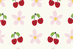 Cherries & Daisies Set Of 7 Seamless