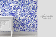 Cobalt Blue Fashion Floral Print, a Pattern Graphic by SirenaArt (Thumbnail 10 of 17)