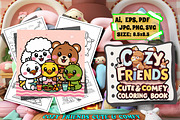 Cozy Friends Cute & Comfy Coloring, an Animal Illustration by Printable Design Store (Thumbnail 1 of 4)
