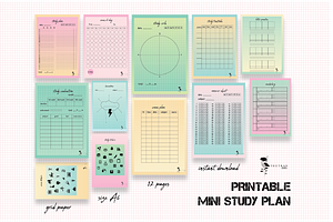 Mini Planner Study Template Digital