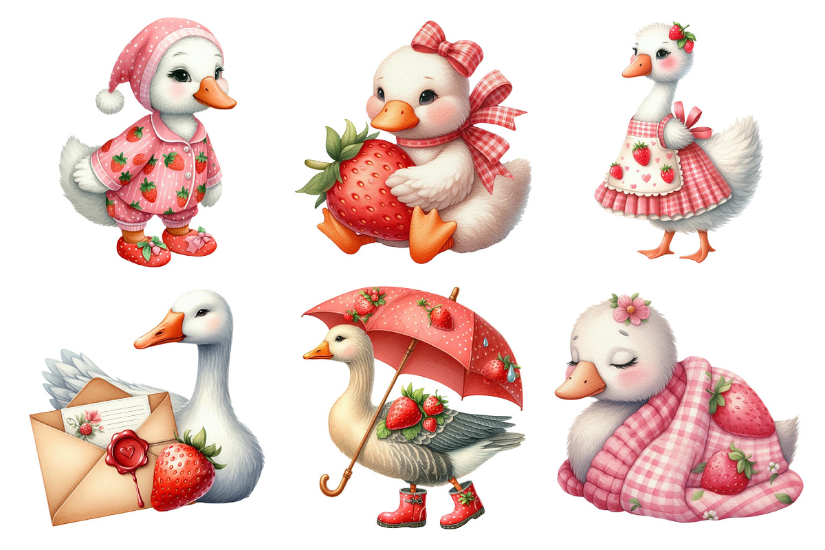 Strawberry Coquette Goose Sublimatio, an Illustration by Daily.Designs (Photo 2 of 5)