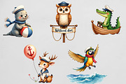 Watercolor Cute Sailor Animal Clipar, an Illustration by CrexoraLab (Thumbnail 3 of 4)