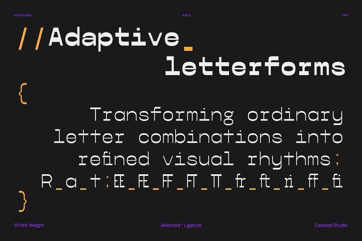 Podjog – Minimalist Monospace Font, a Sans Serif Font by Casloop Studio (Photo 3 of 10)