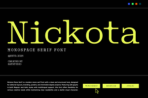 Monospace Serif Font - Nickota, a Serif Font by Say Studio