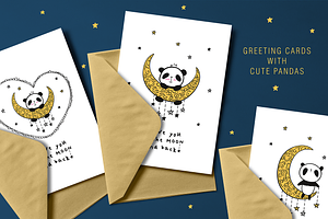 Greeting Cards with Cute Pandas
