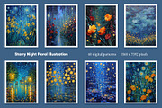 Starry Night Floral Illustration, a Decorative Illustration by Housui Patterns (Thumbnail 5 of 12)
