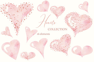 Watercolor Hearts Collection 002