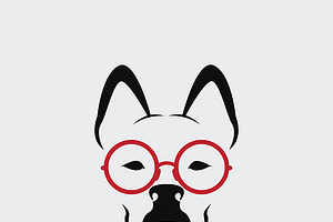 Vector Of Dog Wearing Glasses.