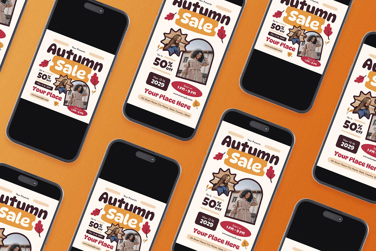 Orange Playful Autumn Sale Flyer Set, a Flyer Template by Aiyari Graphic (Photo 2 of 3)