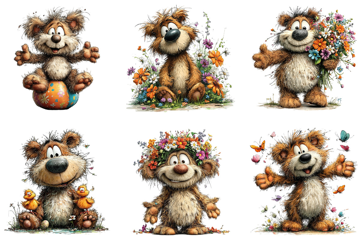 Whimsical Easter Teddy Bear Clipart, an Illustration by CraftArtStudio (Photo 4 of 6)