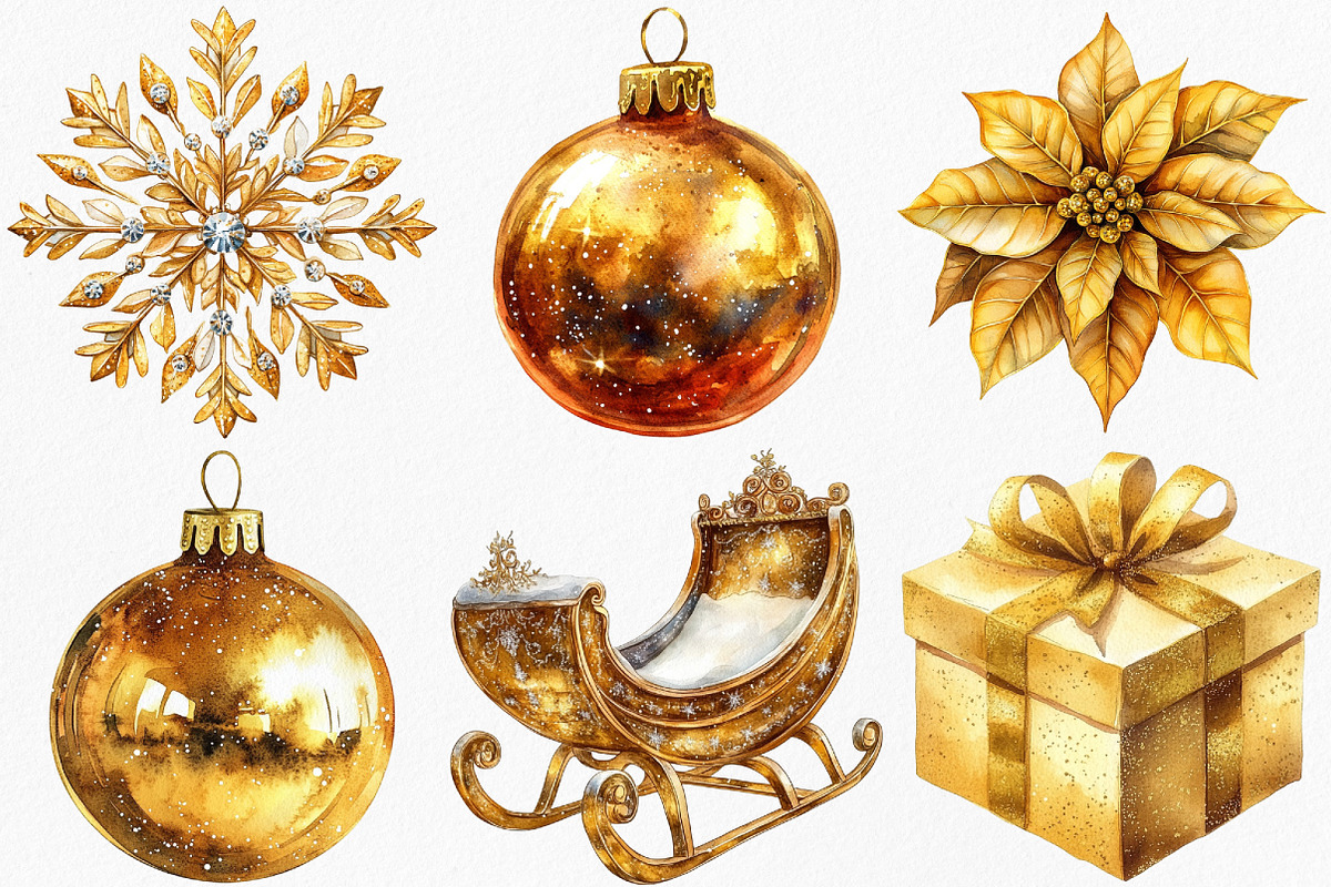Gold Sparkle Christmas Clipart, an Illustration by Canvas Craft (Photo 3 of 7)