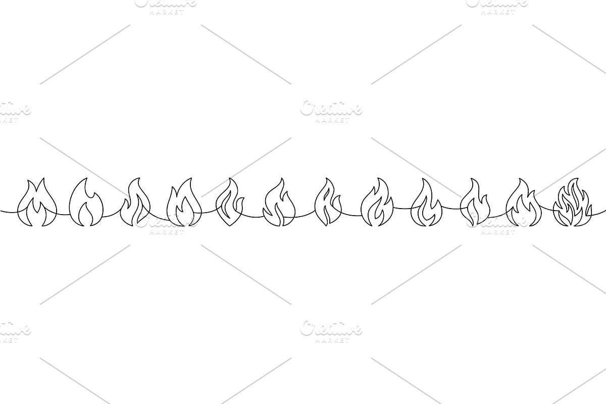 Minimalist outline fire border with, an Object Illustration by GraphiShop
