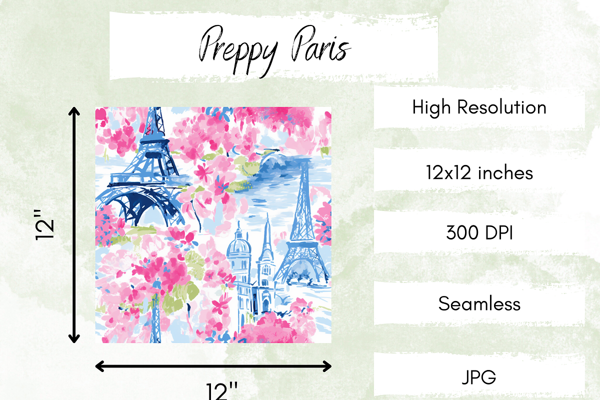 Preppy Paris Scene Pattern, a Pattern Graphic by Paper & Pattern Studio