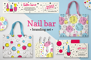 Nail branding set in pop-art style, a Poster Template by Holo Art