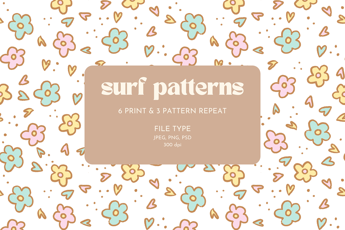 Girls Surf print pattern collection, a Decorative Illustration by Coco & Cub Studio (Photo 6 of 13)