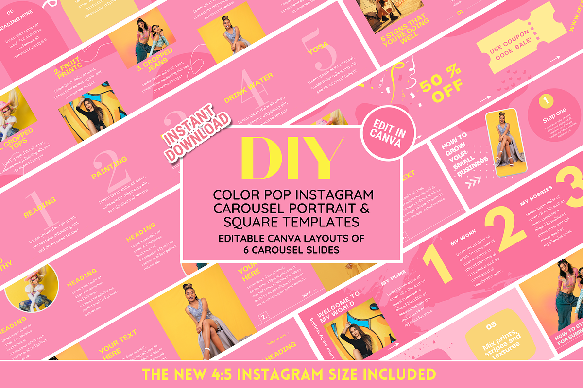 Colorful Instagram Carousel Bundle