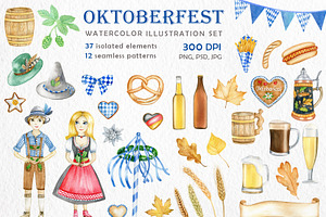 Watercolor Oktoberfest festival set