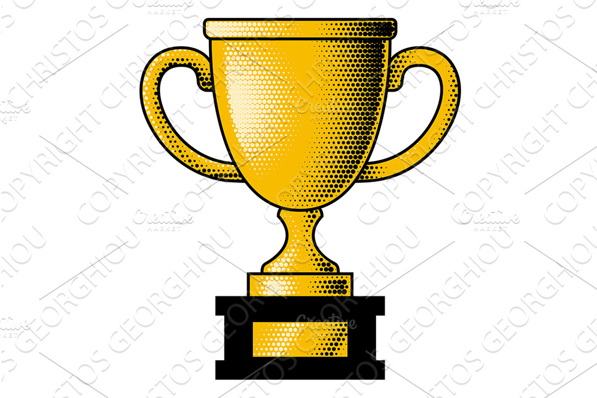 Retro Gold Trophy Cup Award Icon, an Illustration by Christos Georghiou
