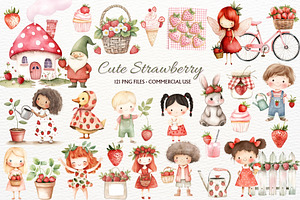 Sweet Strawberry PNG Summer Clipart, a Seasonal Illustration by SugarCloudStudioArt