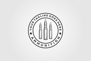 Minimalist bullet ammo line art logo, an Object Illustration by Rizkaarishandy_shop