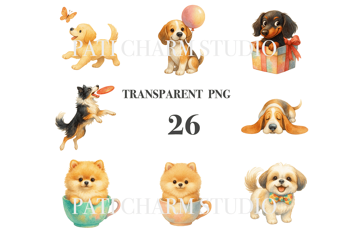 26 Cute Dog Clipart, an Animal Illustration by Pati Charm Studio (Photo 3 of 8)