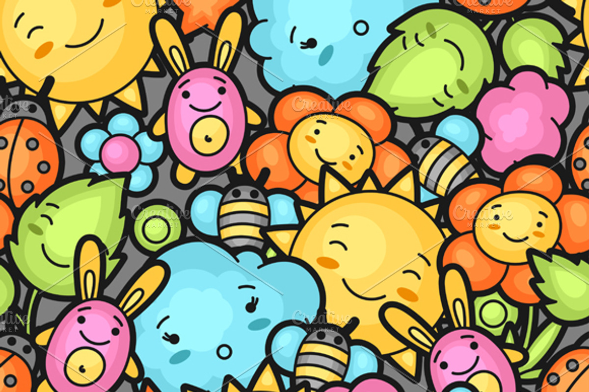 Seamless kawaii child patterns., a Pattern Graphic by incomible (Photo 2 of 3)