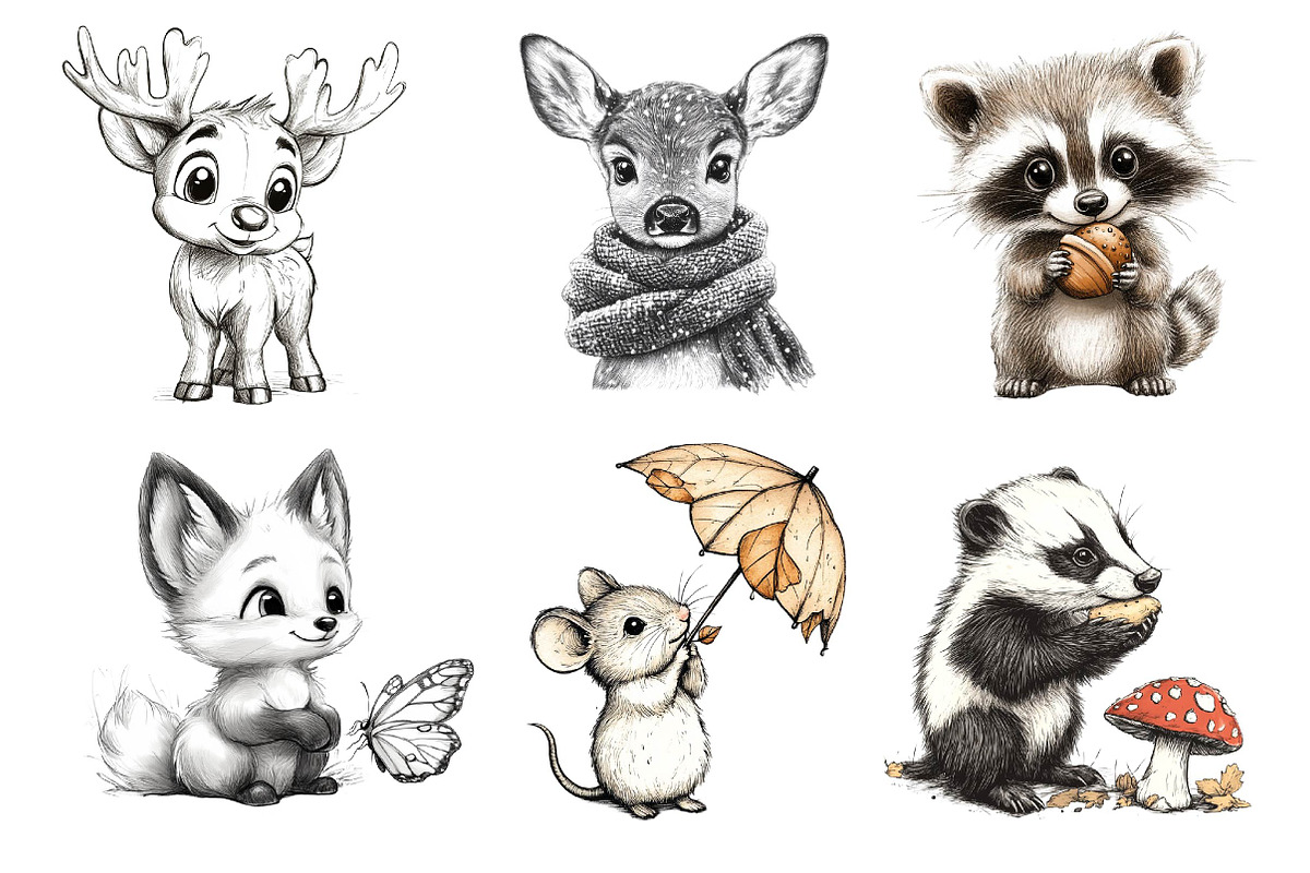 Woodland Cute Baby Animals Clipart, an Illustration by Dream Creation (Photo 3 of 6)
