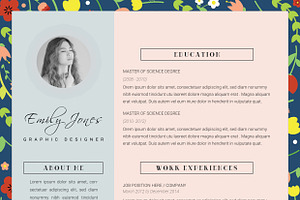 Floral Patern CV-Resume Template C