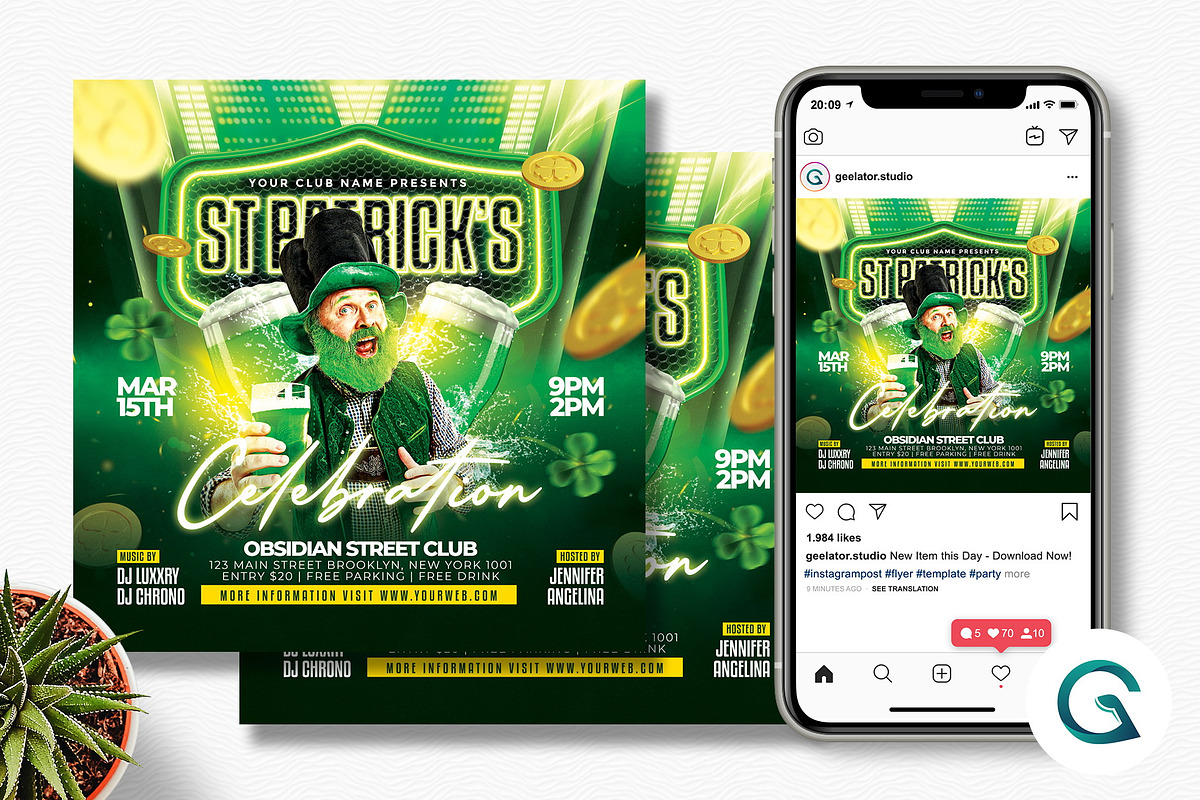 St Patricks Celebration Flyer, a Flyer Template by Geelator Studio