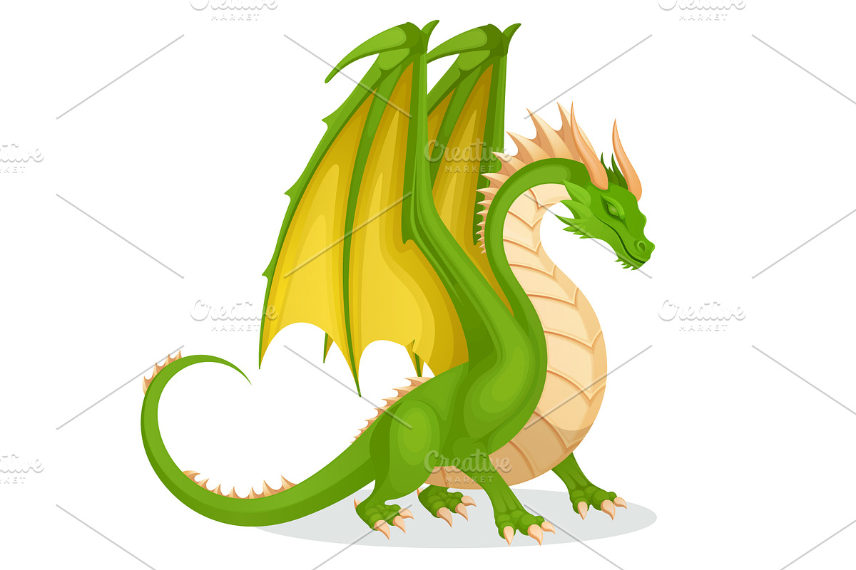 Collection of green cartoon dragons., an Animal Illustration by Yayasya (Photo 2 of 3)