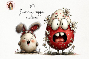 Quirky Easter Eggs Clipart Set, a Seasonal Illustration by Nicolle's Colorful Art