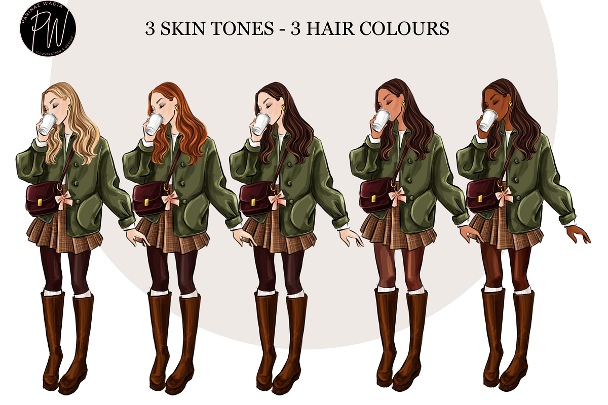Autumn coffee girls clipart png, an Illustration by Parinaz Wadia Design (Photo 2 of 9)