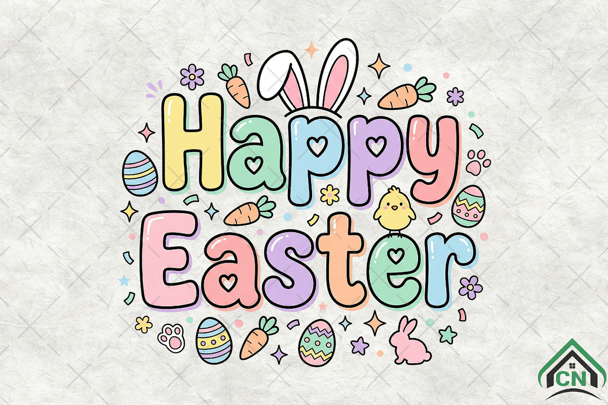 Glitter Happy Easter Png, an Illustration by Craft Nest (Photo 2 of 6)