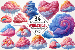 Candy Cloud Love Whimsical Clipart, an Illustration by RobertsArt