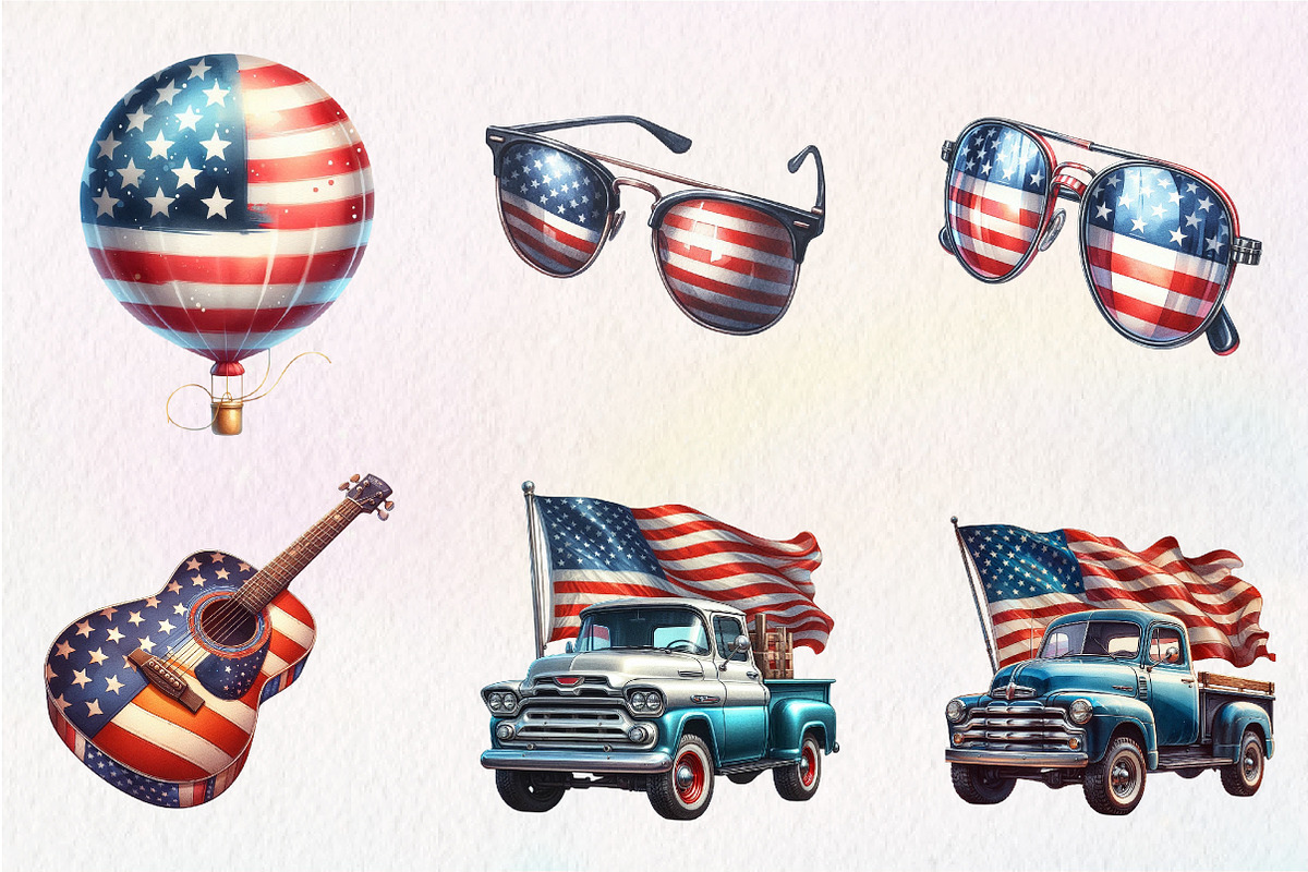 Watercolor American Flag Clipart, an Illustration by CreationArt (Photo 9 of 9)
