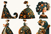 Whimsical Girl Dames Clipart Bundle, a Person Illustration by Design Scotch (Thumbnail 4 of 8)
