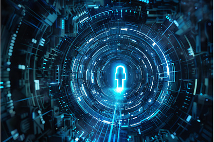 Digital padlock floating in, a Technology Photo by Ylivdesign