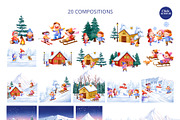 Snowy Friends Time Winter Watercolor, a Seasonal Illustration by CreativeValuation (Thumbnail 5 of 14)