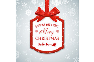 Christmas frame, red bow, a Decorative Illustration by Vector Tradition