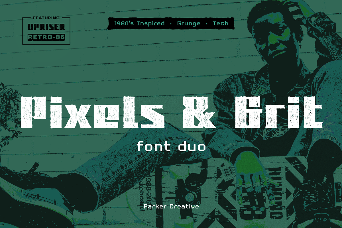Pixels & Grit Font Duo, a Sans Serif Font by Parker Creative (Photo 1 of 6)