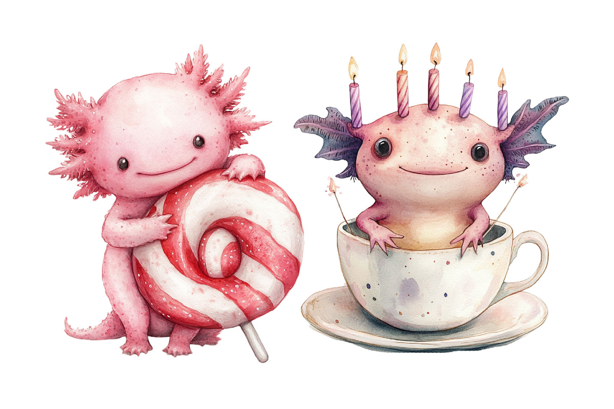 Cute Axolotl Birthday PNG, an Illustration by SinaCreation (Photo 5 of 5)